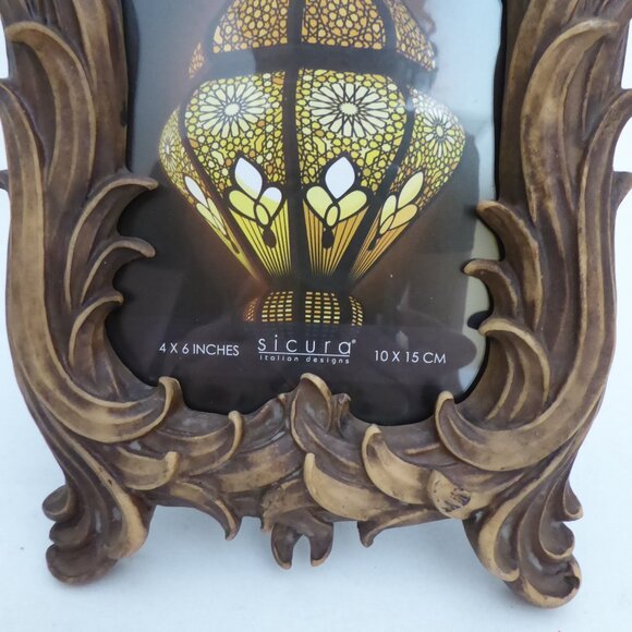 NEW 4” x 6” SICURA ITALIAN DESIGN ORNATE GOTHIC FLORAL EASEL BACK FRAME - Picture 4 of 10
